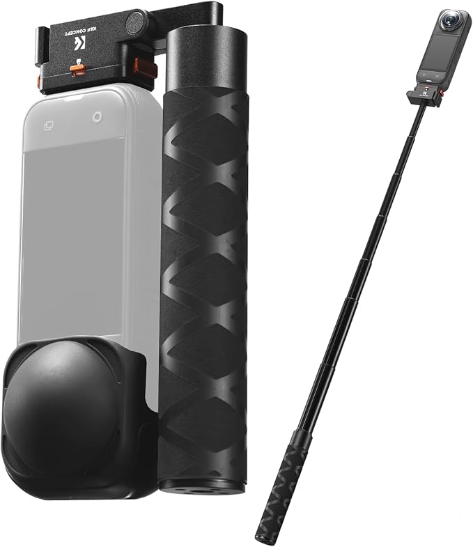 K&F CONCEPT Magnetic Quick Release Foldable Selfie Stick Compatible with Insta360 X5, 89cm/35inch Aluminum Alloy Extension Rod Invisible Pole, Adjustable Handle Grip with Safety Lock for X4 Air