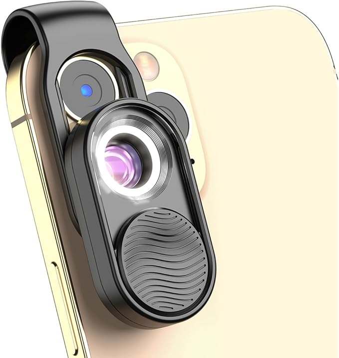 APEXEL Nano Zoom 100x Phone Micro Lens with LED Light for Smartphone - Pocket Microscope & Camera Lens Attachment