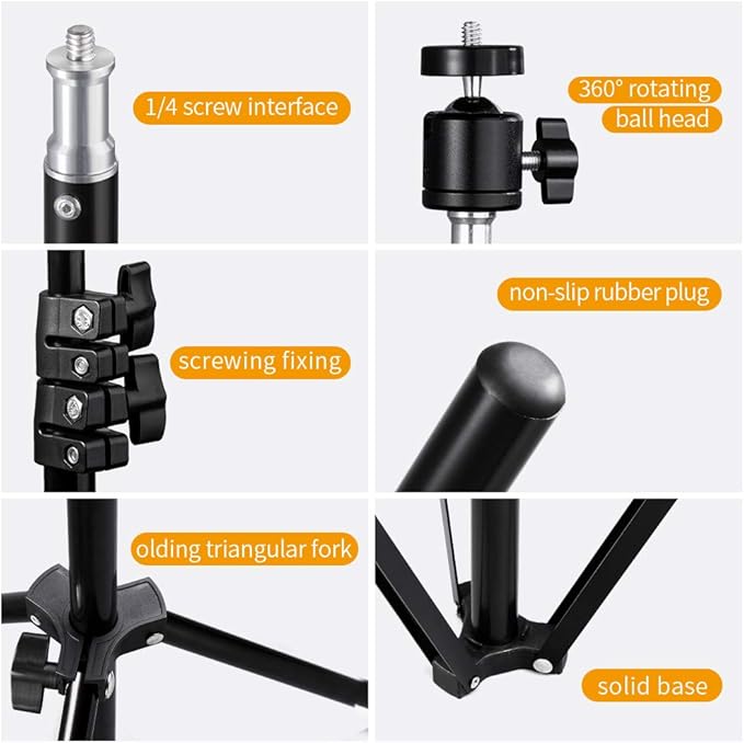 K&F CONCEPT Aluminum Light Stands for Photography, 78.8'' Adjustable Lighting Tripod Stand for Reflectors, Softboxes, Photo Studio Speedlight, Ring Light, Umbrellas, Flash Stand, 2 Pack