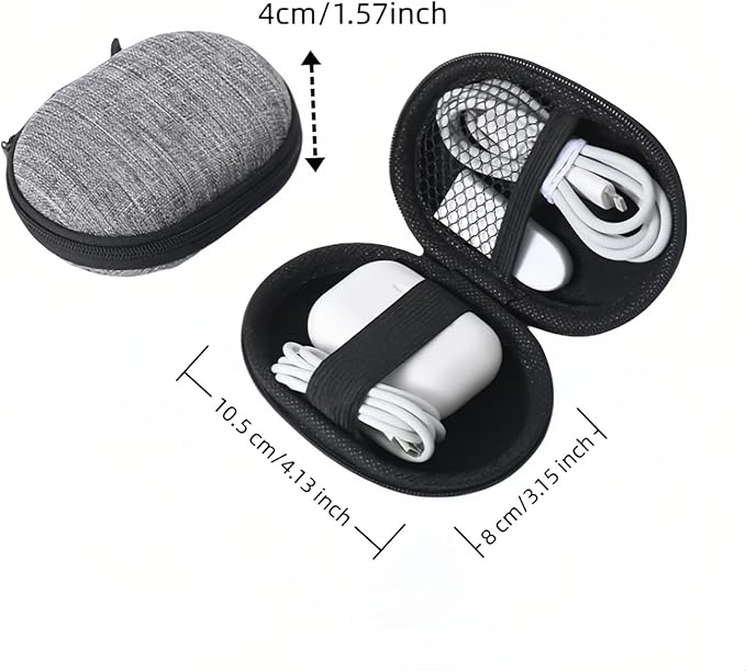 Chinshwehaw Electronic Accessories Organizer Bag: EVA Hard Shell Shockproof, Hard Shell Tech Organizer Case - Water Resistant Travel Storage for Cables Charger Earphones USB SD Card (Oval)