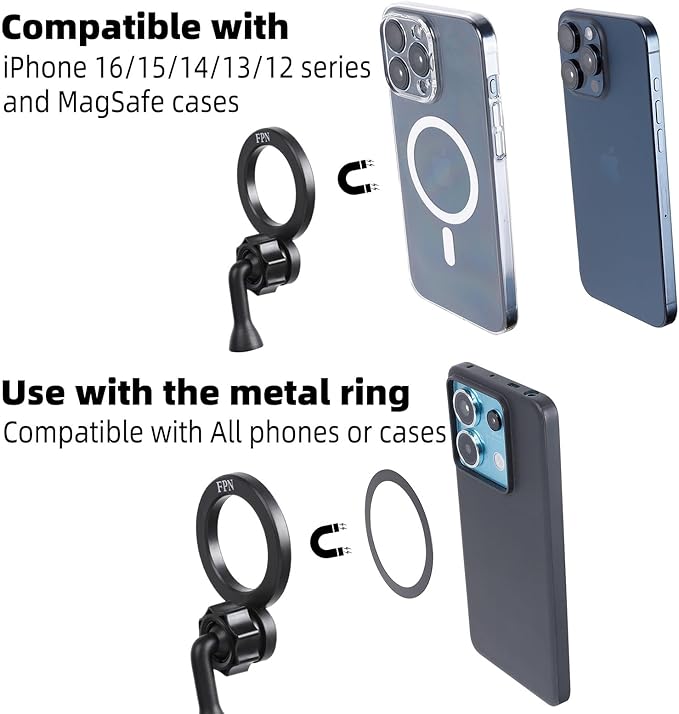 Magnetic Tripod Holder Mount Adapter for MagSafe, Magnet Phone Holder Adapter with 1/4"-20 Screw Hole for iPhone 12 13 14 15 16 Plus Pro Max All Series