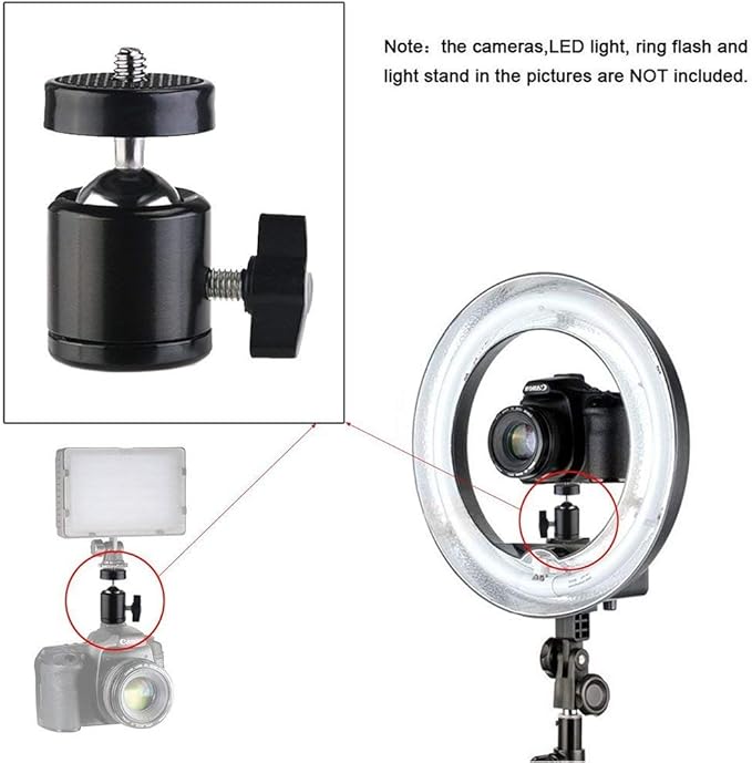 SLOW DOLPHIN Hot Shoe Mount Adapter 360 Degree Swivel Mini Ball Head 1/4 Tripod Screw Head for Cameras, Camcorders, Smart Phone, LED Video Light, Microphone(4 Packs)