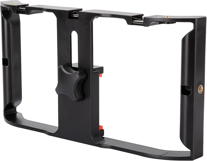Ultimaxx Portable Smartphone Video Rig Handheld Phone Stabilizer Grip Filmmaking Smartphone Cage with Phone Holder 3 Cold Shoe Mounts 1/4 Inch Screw Holes