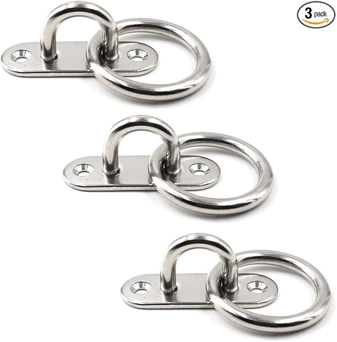 Ceiling Wall Mount Hook Heavy Duty Anchor with Ring 1/4" 6mm 304 Stainless Steel Great for Yoga Swings Hammocks/Boat Rigging/Marine Deck Hardware/Suspension Training Straps