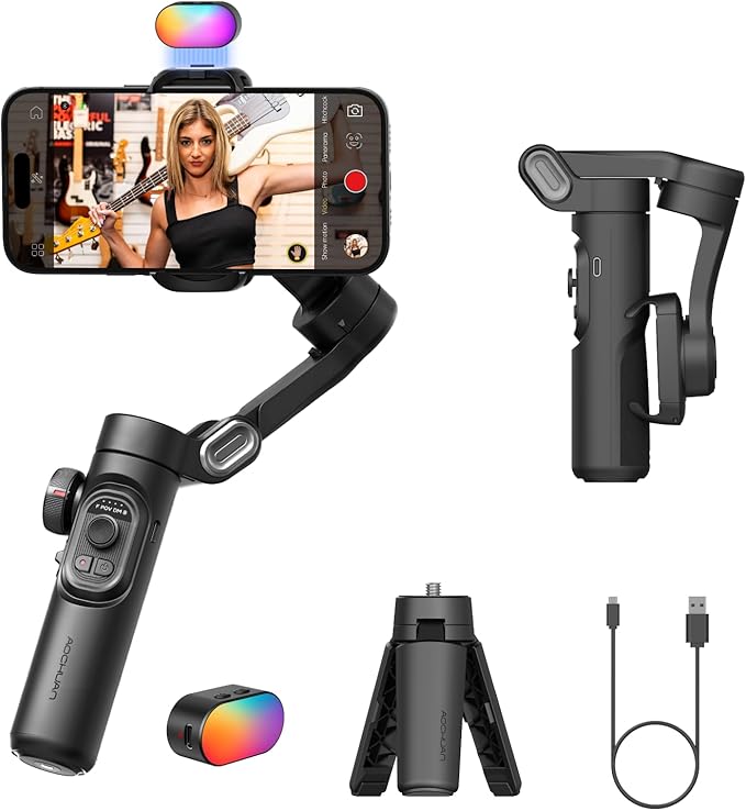 Gimbal Stabilizer Smartphone iPhone Video: iPhone Stabilizer Gimbal Smartphone Foldable 3-Axis Handheld Portable Android Gimbal TikTok AOCHUAN (Smart XE KIT&B10&E10)