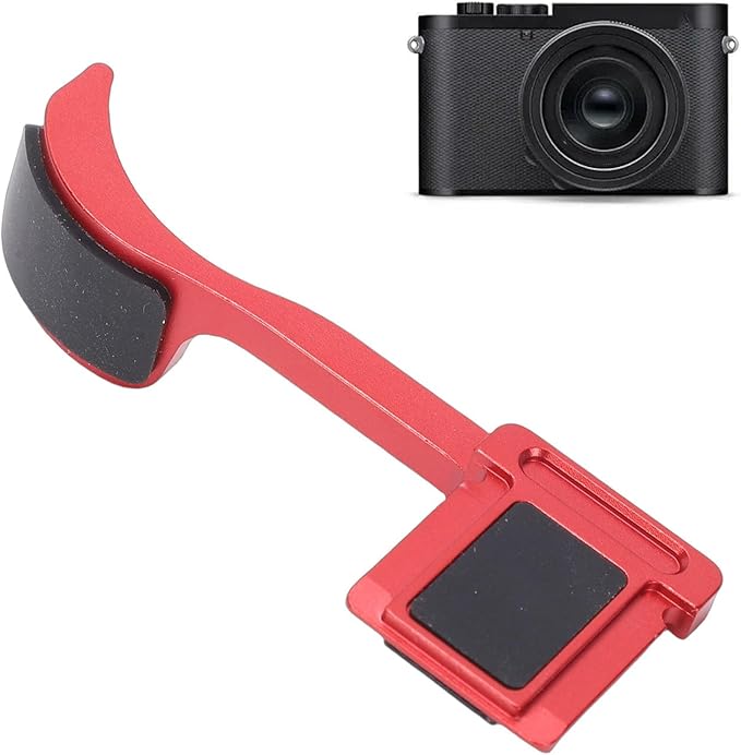 EBTOOLS Thumb Up Grip, CNC Machined Aluminum Alloy Thumb Rest for Q3 Camera, with Anti Scratch Silicone Pad for Stable Hand Hold (Red)