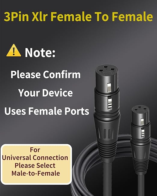 XLR Female to Female 10FT 2Pack,Microphone Wire with Balanced Shielded,3-pin XLR Adapter