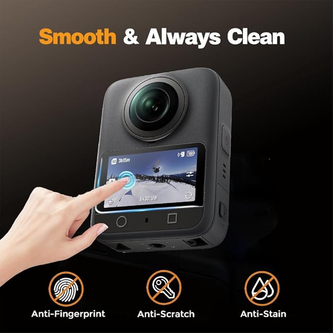HUADU Screen Protector (3+1Pack) Compatible for DJI OSMO 360 Camera,Tempered Glass Film Full Coverage and Hard Shell Travel Storage Carrying Case