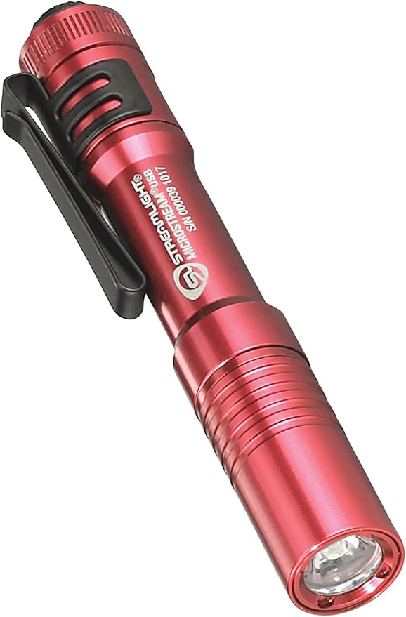 Streamlight 66602 MicroStream USB 250-Lumen 1150-Candela EDC Ultra-Compact Flashlight with Rechargeable Battery, Clear Retail Packaging, Red