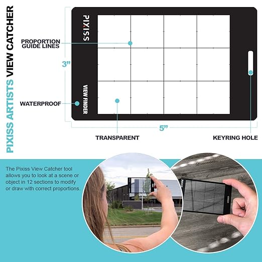 Grey Scale Value Finder, Color Wheel, Artists View Catcher Finder Viewfinder on Lanyard with Measuring Tape Tools for Artists Drawing