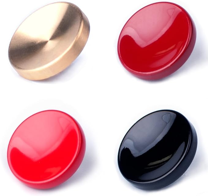 VKO Metal Soft Shutter Release Button,Delicate Camera Shutter Button Black Red Dark-red Golden 11mm Concave Surface(4 Pack)