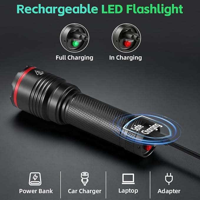 6Pack Rechargeable Flashlights High Lumens, Small Flashlight Powerful, Mini LED Flashlight Rechargeable, Handheld Tactical Flash Light, Super Bright Pocket Flashlights for Home Emergency Camping