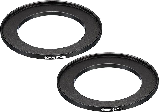 PATIKIL 49mm-67mm Metal Step Up Ring, 2 Pack Camera Lens Filter Adapter Ring Aluminum Filter Adapter Ring for Camera Lenses Hood, Black