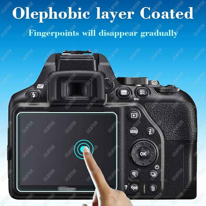 Screen Protector Appliable for Nikon D3500 D3400 D3300 D3200 D3100 Camera & Hot Shoe Cover,[2+3Pack] 9H Hardness Tempered Glass Anti-Scrach Anti-Bubble