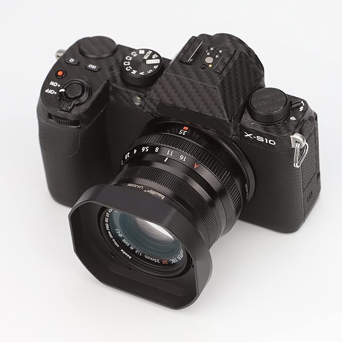 Haoge LH-X35B Metal Square Bayonet Lens Hood for Fujinon XF35mmF2 R WR XF23mmF2 R WR XC 35mm F2 (XC35mmF2), Fuji 35mm F2 Hood, 23mm F2 Lense Hood, with Metal Front Cap, Replaces LH XF35 2 Hood