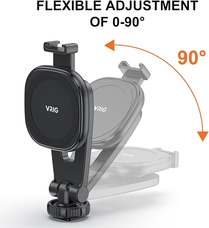 VRIG MG-03 Magnetic Phone Tripod Mount, Tripod Mount for Magsafe Cold Shoe for iPhone 16 15 14 13 12 Series, Magnetic Ring Compatible with All Phones & Cases, 360° Rotation, for Tripods, Cameras