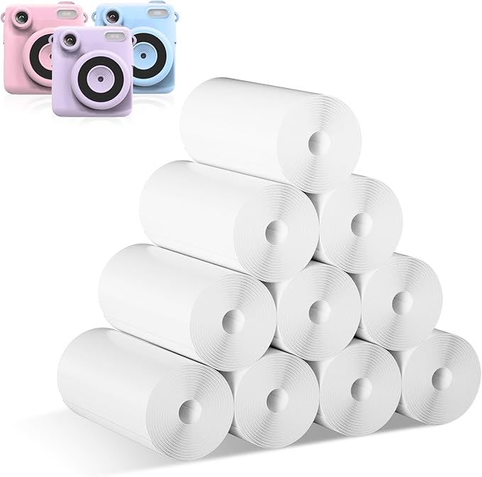 Kids Camera Paper Roll Refill for Instant Print Camera, 10 Rolls BPA and BPS Free Thermal Paper, Compatible with Most Popular kids print camera