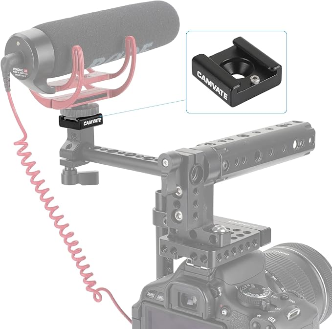 CAMVATE Cold Shoe Mount with 1/4''-20 Hole for Camera Flash Microphone Accessories(2 Pieces) - 0993