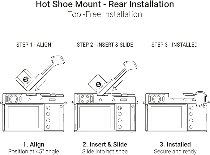 Metal Thumbs Up Grip for Fujifilm X100VI / X100V – Hot Shoe Thumb Rest Hand Grip, CNC Aluminum, Anti-Vibration, Improved One-Hand Control & Shooting Stability