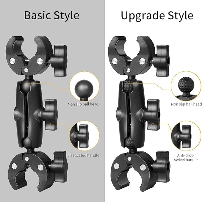 Sequpr Super Clamp Double Camera Clamp Mount with Non-Slip Head, Magic Arm Double Ball Head Adapter for Photography Light Stand, Umbrella, Selfie Stick, Reflector, Desktop, Cross Bars