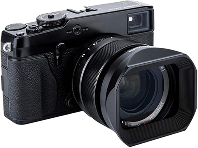 JJC LH-JXF23 Black Bayonet Metal Square Lens Hood for FUJINON XF 23mm F1.4 R XF 56mm F1.2 R XF 56mm F1.2 R APD, with Front Cap, Fuji 23mm F1.4 XF 56mm F1.2 Lens Hood, Replaces Fujifilm LH-XF23