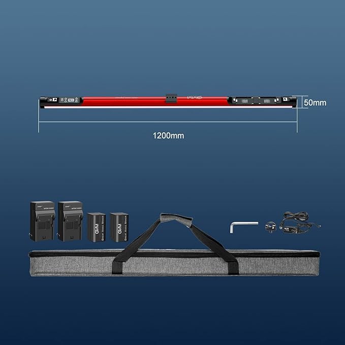 GVM BD25R RGB Tube Light, 25W Handheld Wand Light, 24" Full Color LED Video Light, 2700-10000K, APP/DMX Control for Photography, Studio, 12 Scene Effects, MESH Networking