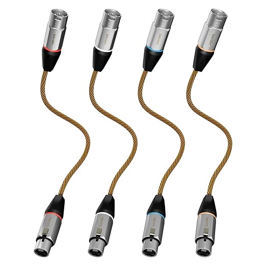3ft XLR Cables 4 Pack, Balanced Microphone Cable Male to Female, Durable 3-Pin Cord for Recording Stage