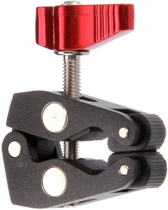 FocusFoto Articulated Magic Arm Crab Claw Super Clamp Clip Holder with 1/4" 3/8" Mount for Studio Flash Light DSLR Camera Tripod Monopod Monitor Video LED Light (Black & Red)