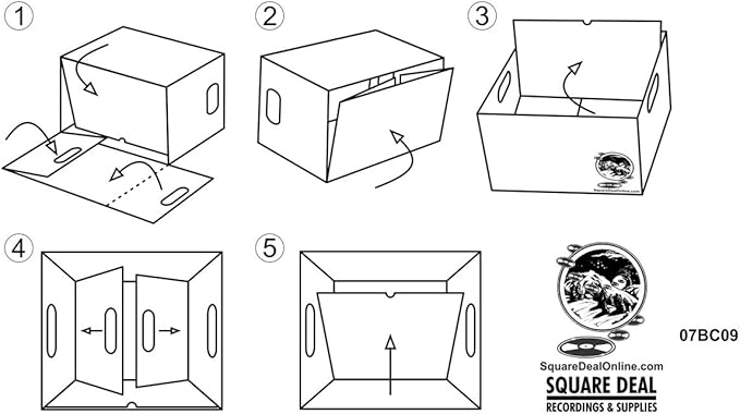 Durable Set of 5 - 7 inch Vinyl Record Storage Boxes - Sturdy Cardboard Construction with Removable Lid - Holds Up to 200 Records Each - Built Tough for Long-Term, Secure Archival Storage - #07BC09