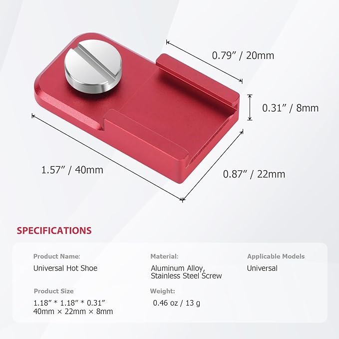 Mechrig Universal Hot Shoe Adapter for Camera Accessories – Aluminum Alloy & Stainless Steel Mount with Locking Knob, 1/4" Screw Hole for Microphone, LED Light, Tripod, DSLR Rig (62057)