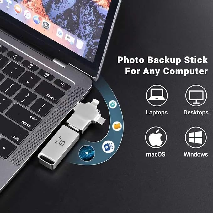 Photo-Stick-for-All-Devices 128GB Secure Auto Photo & Video Backup-USB-Drive for iPhone iPad Android Mac & PC – Multiport-Flash-Drive & Picture-Backup-Memory-Stick-Thumb-Drive to Store & Transfer File