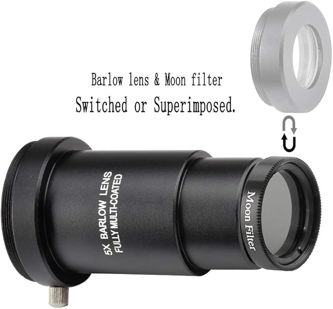 Starboosa 1.25-inch 5X Barlow Lens & Moon Filter Kit-for Telescope Eyepieces