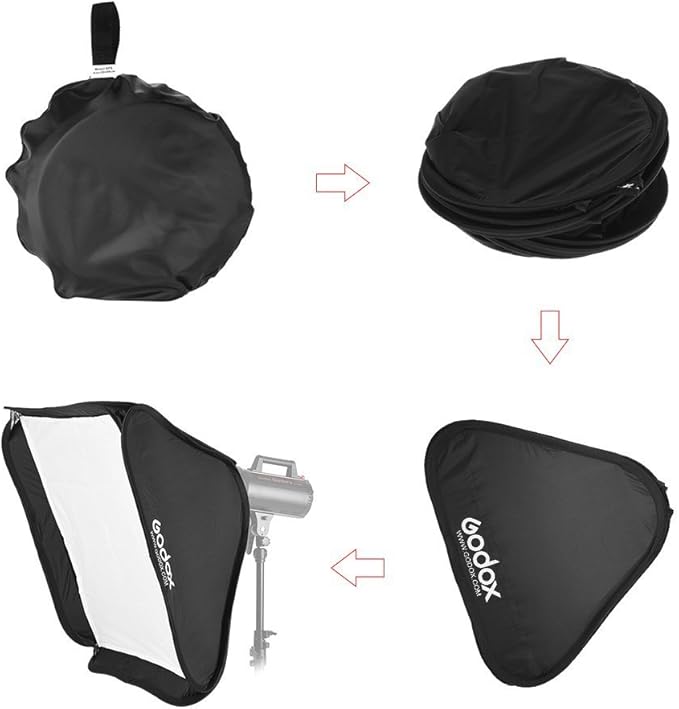 Godox 32x32 inches / 80x80cm Portable Foldable Studio Flash Softbox Diffuser kit with Bowens Mount Speedring and Carrying Case for Portraits,Product Photography and Video Shooting with USB LED