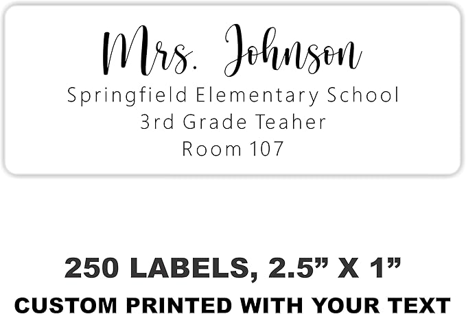 Personalized Return Address Labels - White Custom Printed Name and Home Address Stickers for Wedding, Personal and Business (250, Chic Script)