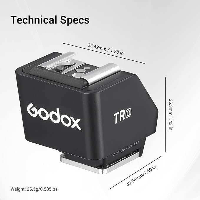 Godox TR-O TTL Hot Shoe Extender Riser for Olympus, 0-90° Tilt Bracket Compatible with Godox iT30Pro iT20 iT22 IM20 IM22 IM30, Bounce Flash Adapter for Mini Speedlite Under 300g