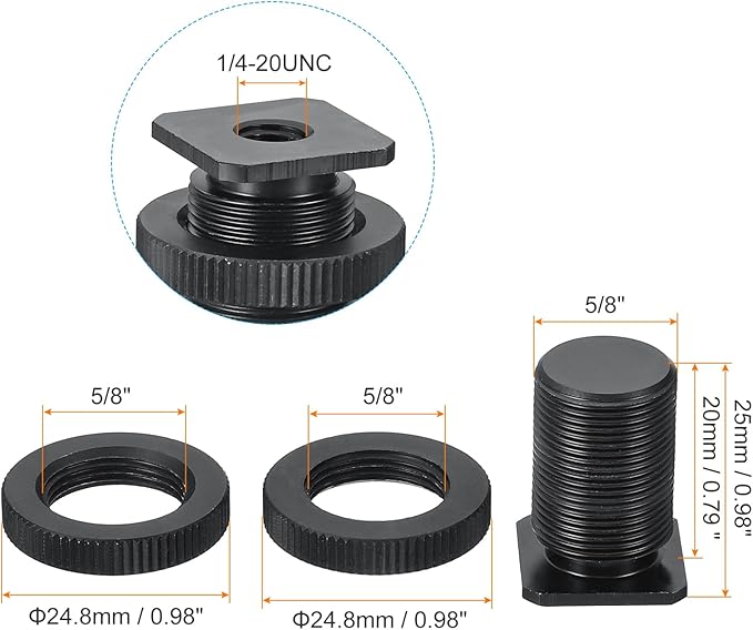 PATIKIL Male 5/8" to Female 1/4" Camera Hot Shoe Mount, Flash Cold Shoe Mount Tripod Screw Adapter for DSLR Rig, Black