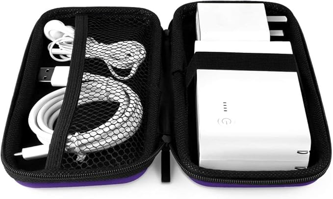 iMangoo Travel Essentials Electronics Organizer Charger Case Portable Dual Zipper Shockproof Pouch Tech Purse Cord Cable Pouches Power Bank Storage Accessories Bag for Women Men,6.5x3.2x1 Purple