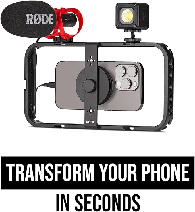 RØDE Phone Cage Magnetic Mobile Filmmaking Cage with 1/4-inch and 3/8-inch Threads and Cold Shoe Mounting Slots (MagSafe Compatible)
