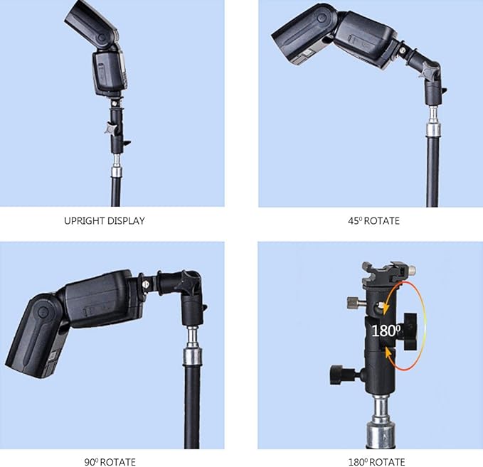 Yoidesu Camera Flash Mount, E Type Flash Stand Bracket, Adjustable Detachable Hot Shoe Mount Adapter Umbrella Holder, with 1/4inch and 3/8inch Screw Adapter