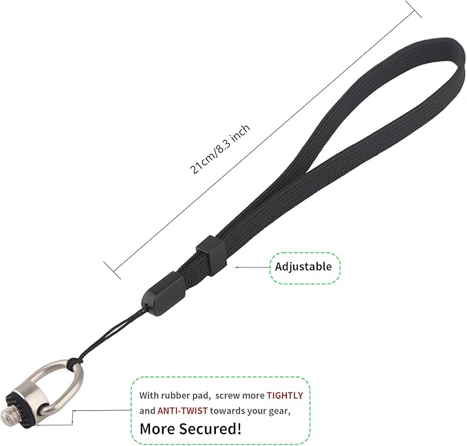 Camera Wrist Strap with 1/4-20 Screw for Insta360 X5, X4 Air, X4, X3, Selfie Sticks, Wristband for DJI osmo pocket 3 (2 PCS)