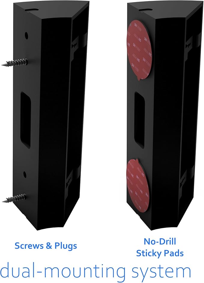 No-Drill Corner Mount Compatible with Eufy C30 C31 Doorbell No Drilling Corner Wedge Mount, 45 Degree Bracket Adhesive or Screw Mounting Made in UK