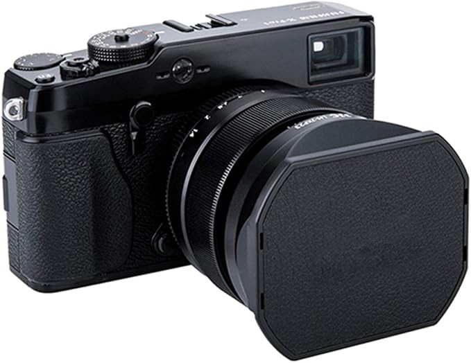 JJC LH-JXF23 Black Bayonet Metal Square Lens Hood for FUJINON XF 23mm F1.4 R XF 56mm F1.2 R XF 56mm F1.2 R APD, with Front Cap, Fuji 23mm F1.4 XF 56mm F1.2 Lens Hood, Replaces Fujifilm LH-XF23