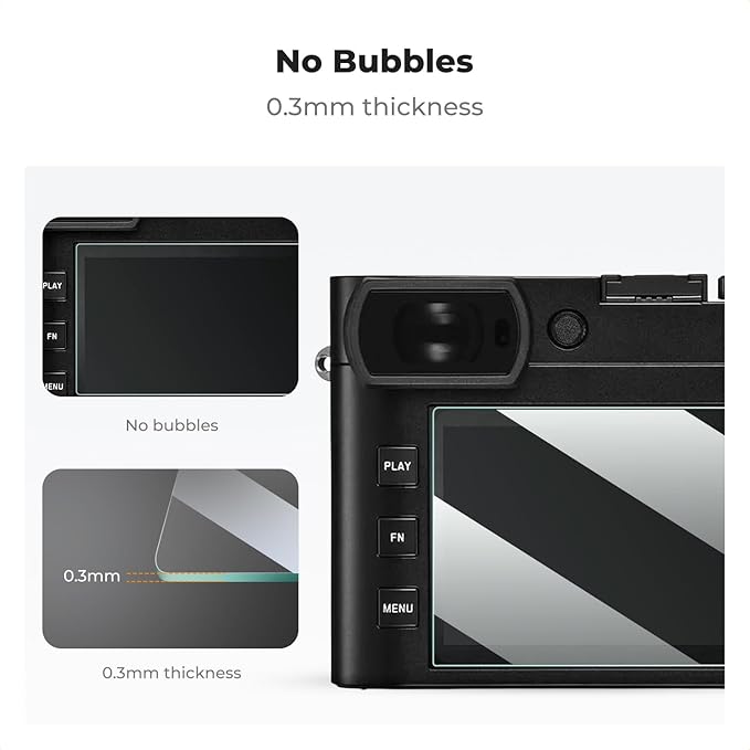 K&F CONCEPT 3 Pack Camera Screen Protector Compatible with Leica Q2/Q3, 0.3mm 9H Hardness Tempered Glass Cover Anti-Scratch Bubble-Free & Hot Shoe Cover