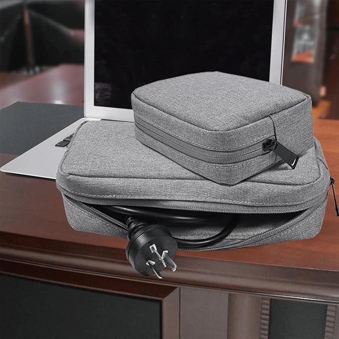 Electronic Bag Travel Cable Accessories Bag Waterproof Electronics Organizer Portable Storage Case for Cable, Cord, Charger, Phone, Power Bank, Earphone (Small-Light Grey)