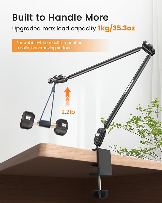 33" Magic Arm w Super Clamp, Overhead Camera Mount, Articulating Extended Friction Boom Arm w 1/4" Thread Adapter, for Mic, Light, Phone, Webcams, Action Camera