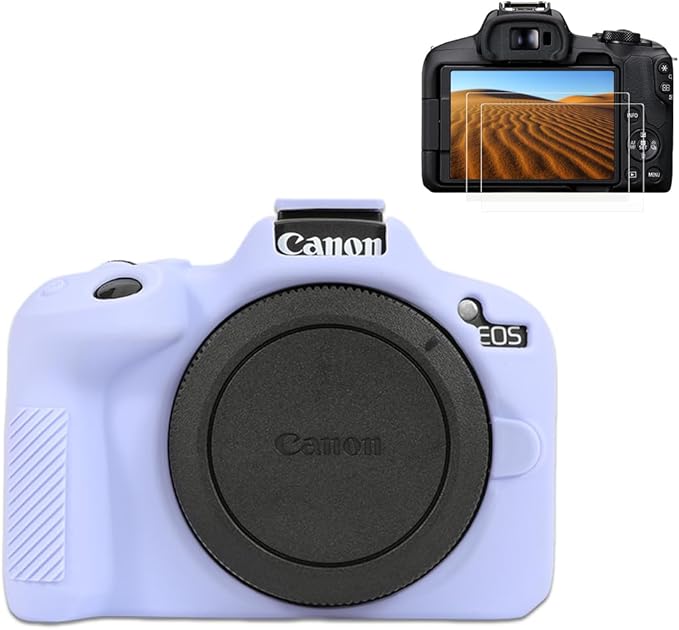 Pocoukate Case for Canon EOS R50 Camera, Soft Silicone Protective Cover Skin with EOS R50 Screen Protector Accessories for EOS R50 Mirrorless Camera Silicone Case - Purple