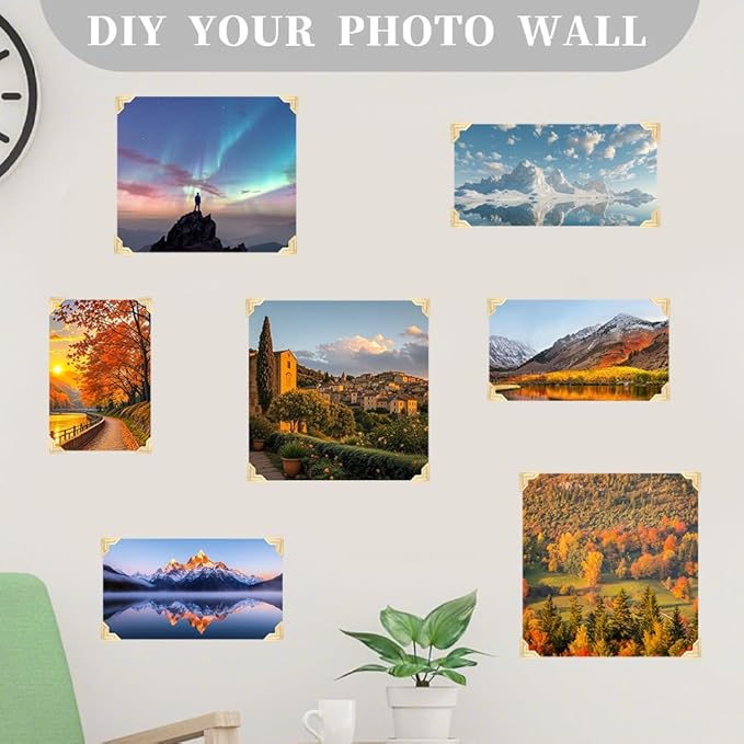 240Pcs Gold Photo Corner Stickers Self Adhesive Picture Corners Paper Acid Free Pictures Photos Album Mounting Frames Sticker for Scrapbooking Memory Books Diary Journal DIY Craft Supplies