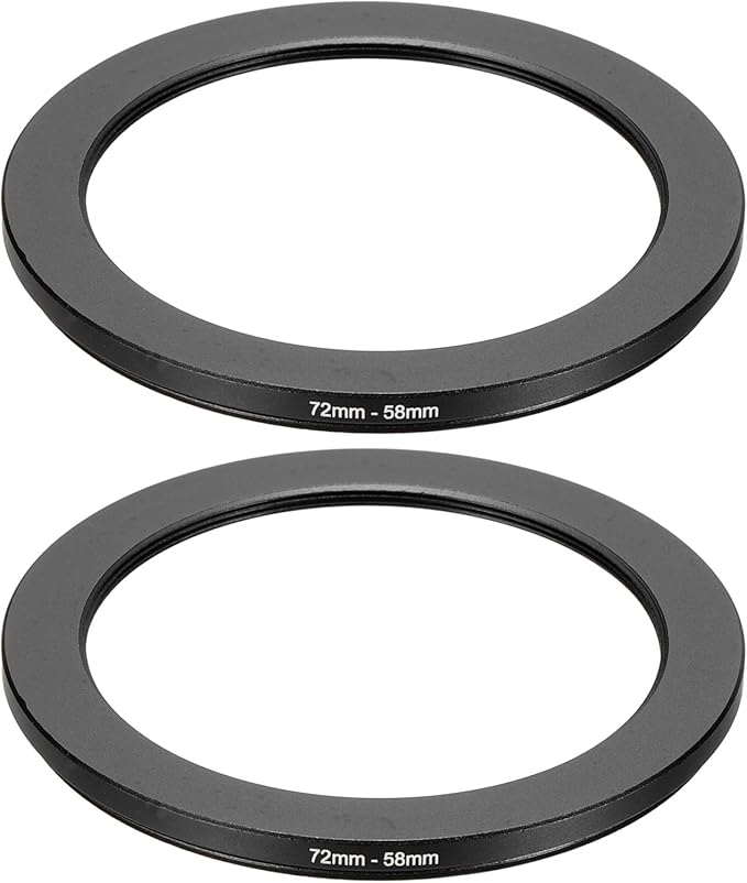 PATIKIL Step Down Ring Adapter 72mm to 58mm, 2 Pcs Filter Step-Down Rings Camera Lens Filters Metal Ring Digital for ND IR DSLR Lenses, Black