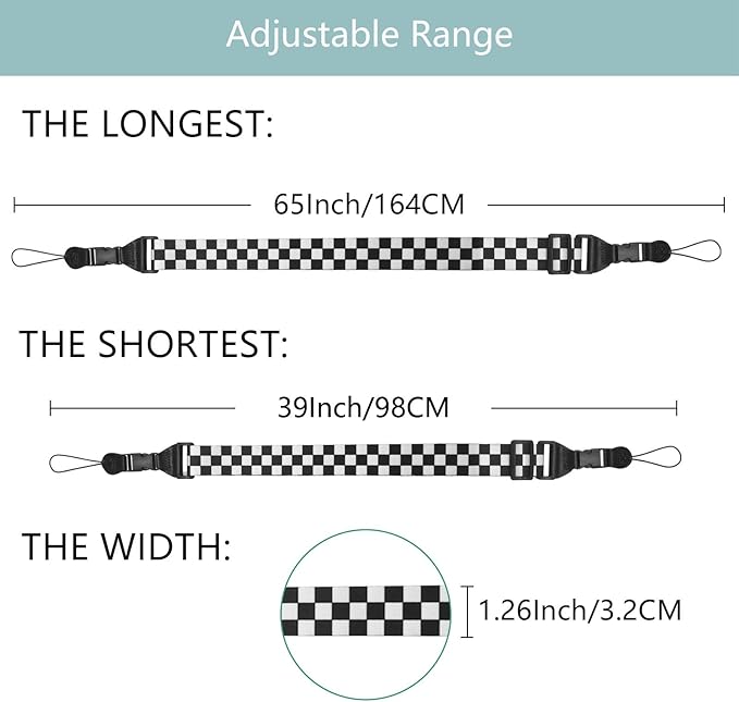 Adjustable Shoulder Strap:Comfortable iPad Strap Nylon Neck Lanyard for iPad/Samsung Tablet Case,Camera Binocular Crossbody Laptop Luggage Bag(Black-And-White)