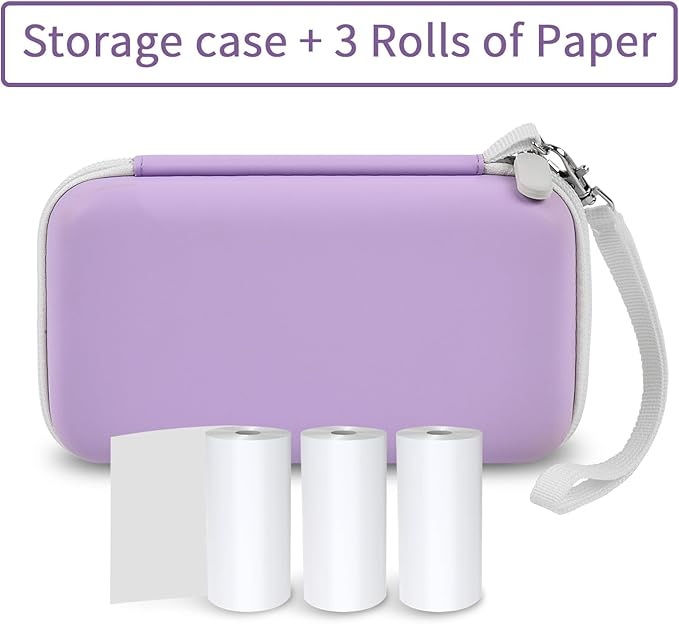 Grapsa Kids Instant Print Camera Case and 3 Rolls Instant Camera Refill Print Paper - Purple